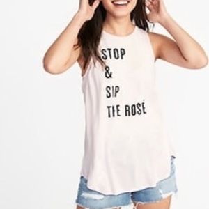 Old Navy | Pink Stop And Sip The Rose’ Tank Top | XS